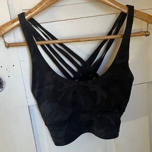 lululemon athletica Black Camo Strappy Sports Bra